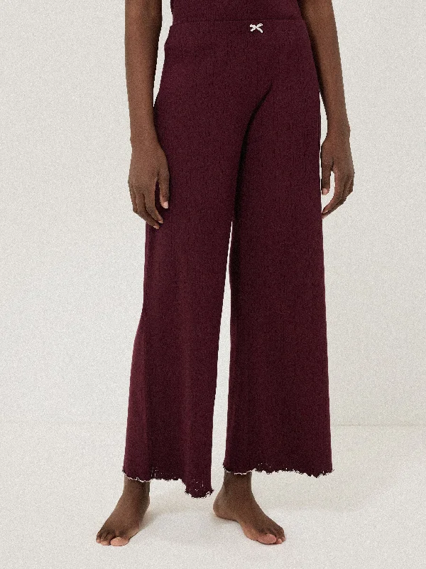 Women's Resort Attire Pointelle Pyjama Trousers | Burgundy