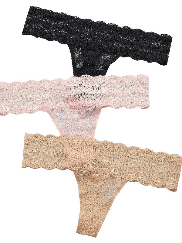 Women's Evening Apparel b.tempt'd by Wacoal Women's Lace Kiss Thong 3-Pack