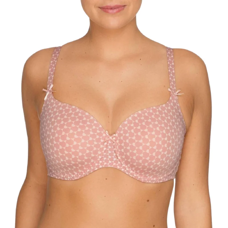 Comfortable Garments For Women Twist Happiness Padded Heartshape Bra In Peachy