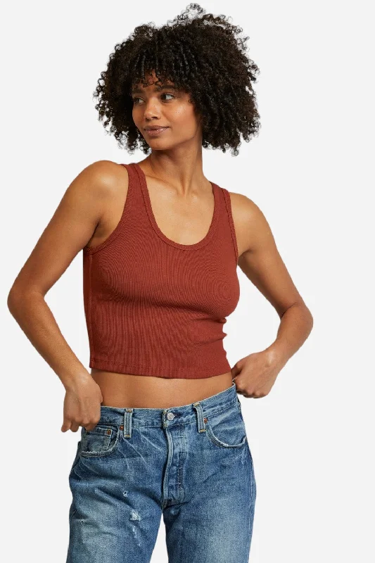 Women's Comfortable Clothes For Weekends Perfect White Tee Blondie Bra Friendly Tank Top in Russet Women's Comfortable Clothes For Weekends Perfect White Tee Blondie Bra Friendly Tank Top in Russet