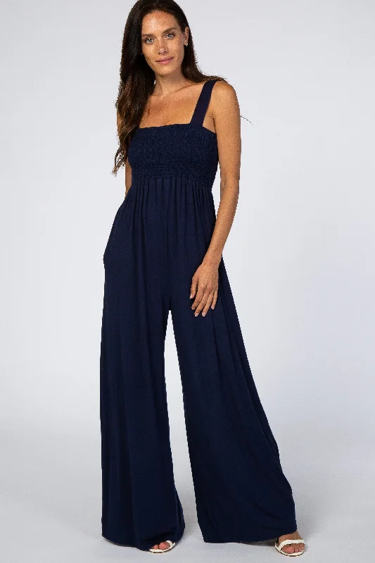 Timeless Women's Clothes Navy Sleeveless Wide Leg Jumpsuit