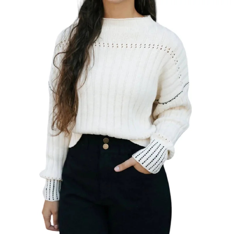 Sustainable Women's Clothes Stitched Sweater In Cream