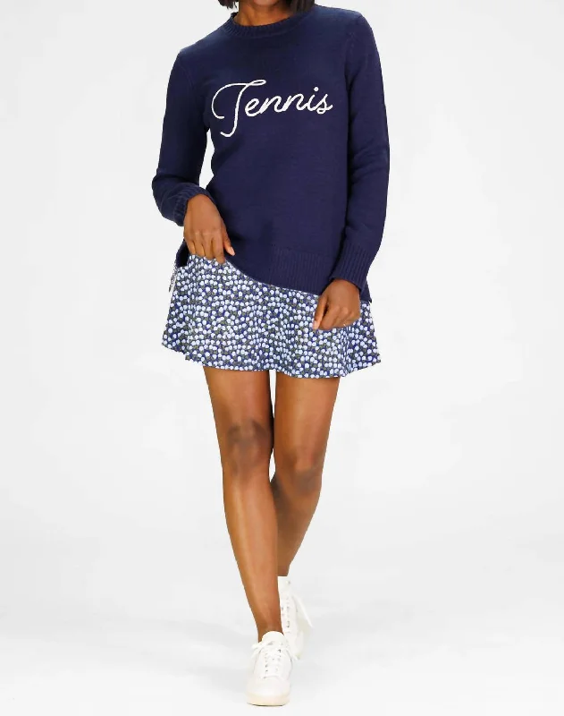 Modern Women's Outfit Tennis Sweater In Navy