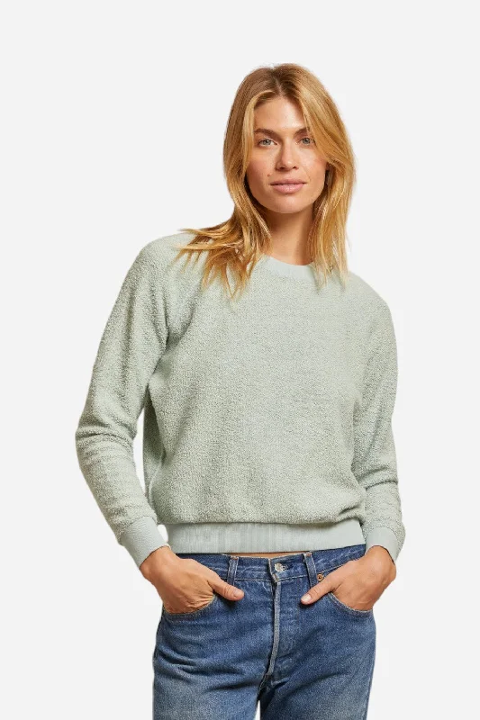 Women's Comfortable Lounge Garments Perfect White Tee Ziggy Reverse Fleece Shrunken Crew in Fresh Mint Women's Comfortable Lounge Garments Perfect White Tee Ziggy Reverse Fleece Shrunken Crew in Fresh Mint