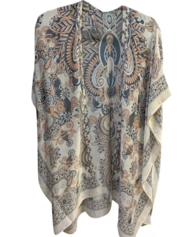 Affordable Women's Garments Bohemian Summer Beach Kimono In Tan Multi