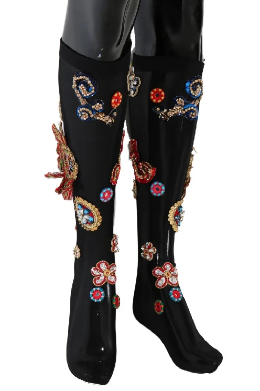 Women's Fashionable Clothing Sets Dolce & Gabbana Elegant Embellished Crystal Women's Stockings