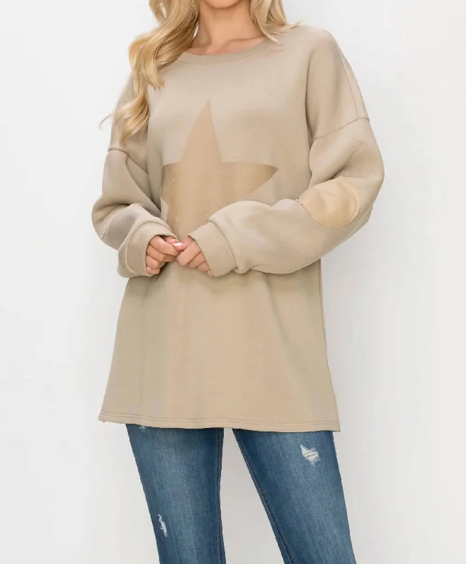 Women's Vacation Outfit Finola Sweater Top In Taupe