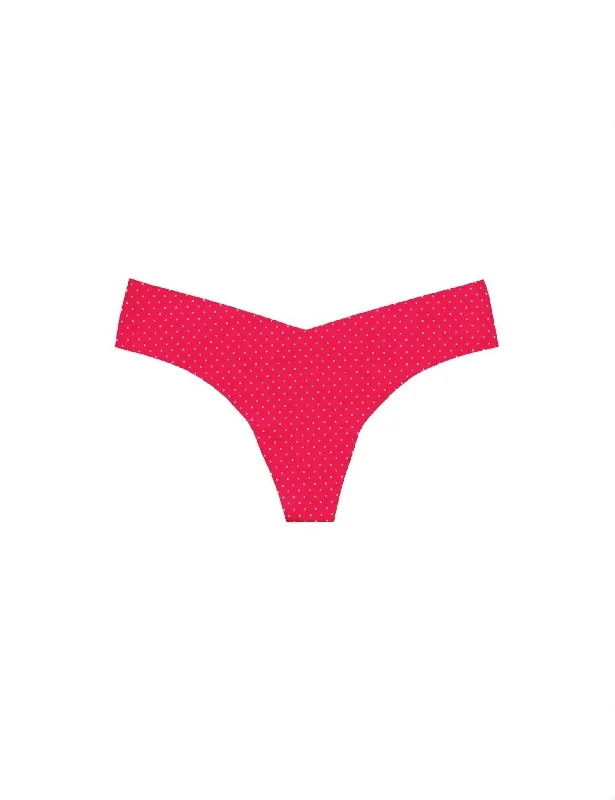 Women's Plus-Size Clothes Women's Printed Low Rise Thong In Pink Polka Dot