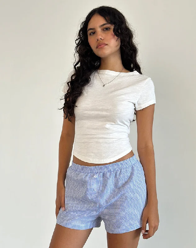 Women's Plus-Size Outfit Voir Short in Poplin Gingham Blue and White