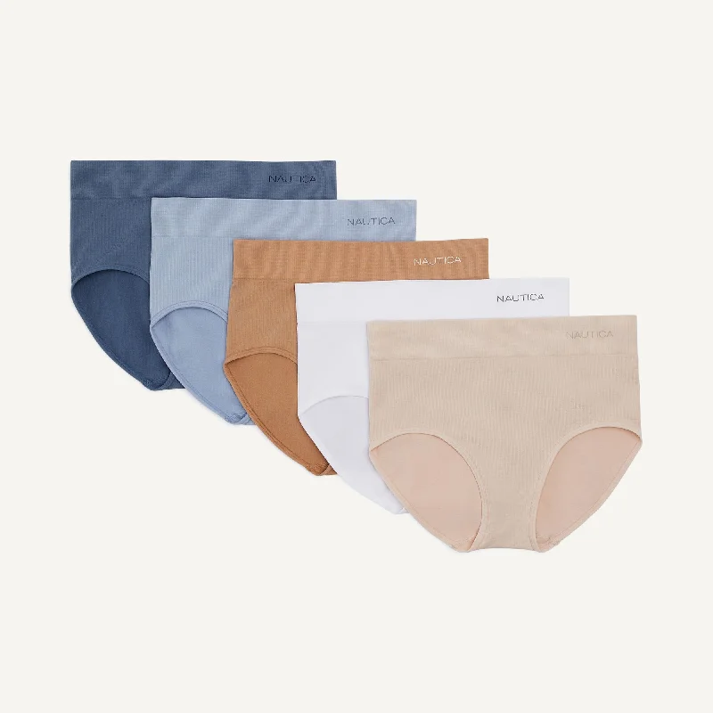 Women's Casual Clothing For Lounging Nautica Womens Ribbed Seamless Brief, 5-Pack