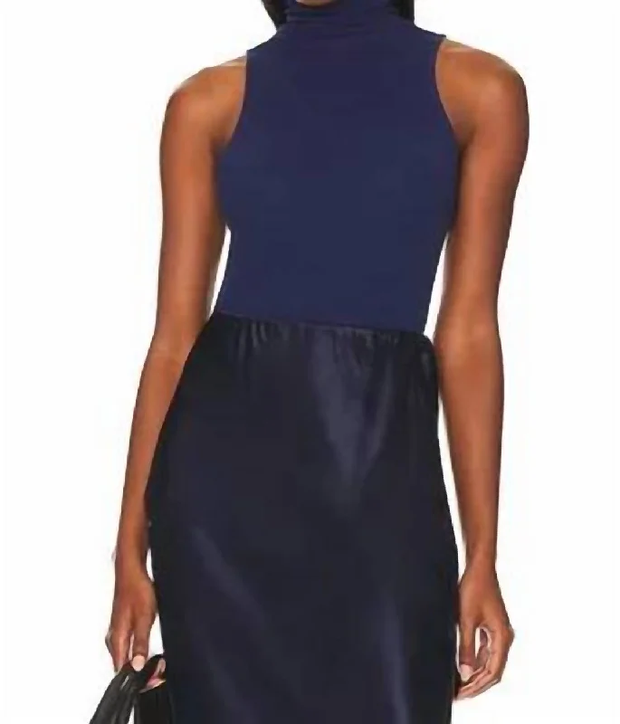 Women's Vacation Clothes Cashmere Halter Turtleneck In French Navy