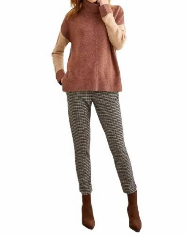 Women's Trendy Outfit Turtleneck Colorblock Sweater In Copper