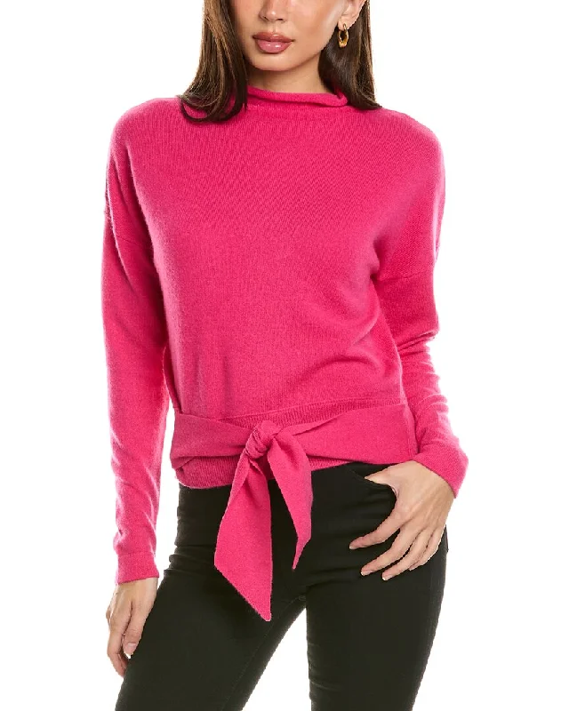 Women's Cozy Winter Attire Forte Cashmere Tie-Front Cashmere Pullover