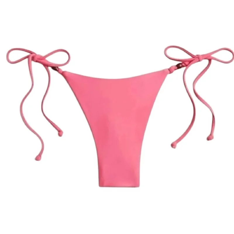 Women's Luxury Apparel Cheeky Curved Waist String Bikini Bottom In Pink