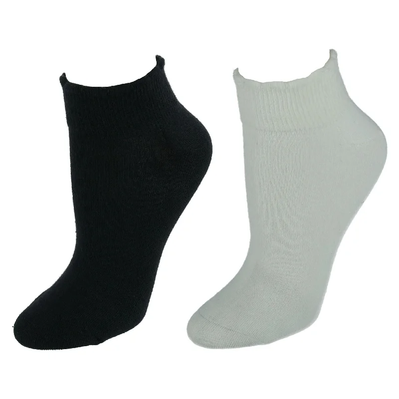 Women's Luxury Garments Women's American Collection Scallop Top Low Cut Socks 2 Pair