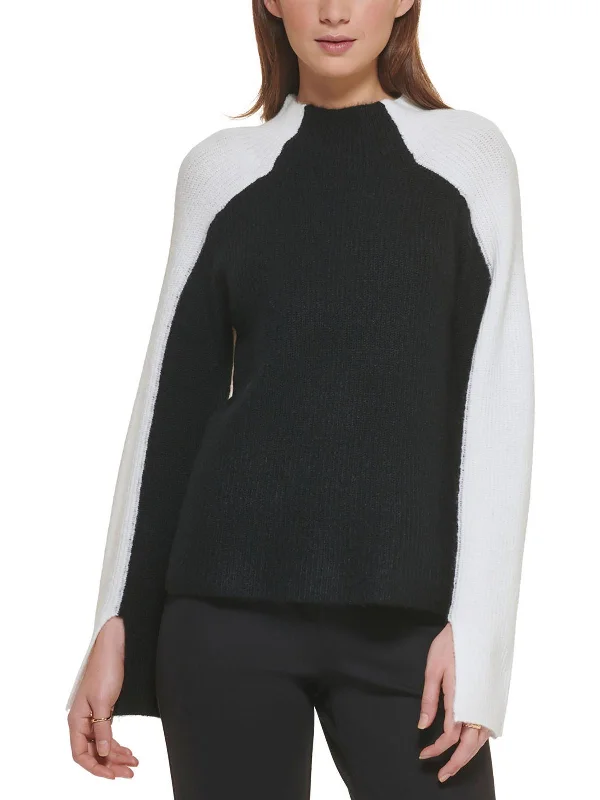 Women's High-Fashion Clothes Womens Colorblock Mock Neck Pullover Sweater