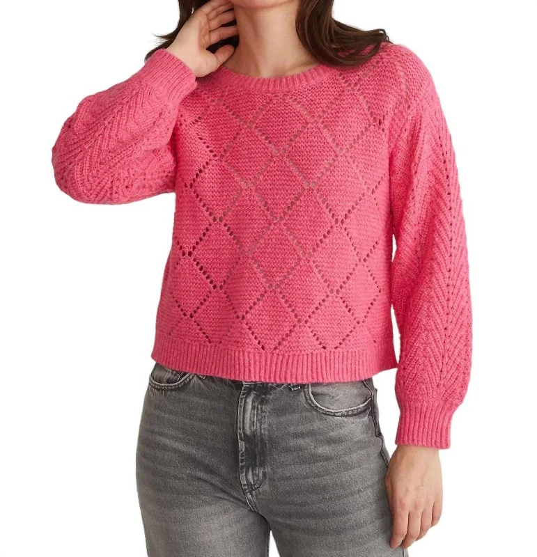 Women's Luxury Apparel Kelsey Pointelle Sweater In Carmine Rose