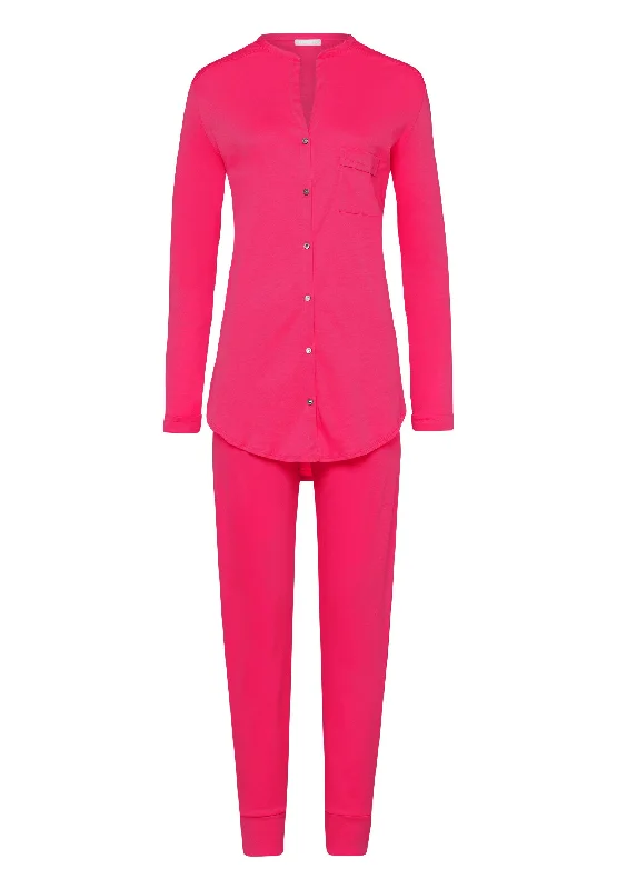 Stylish Outerwear Clothes For Women Pure Essence Button Front Soft Cotton Pajama Set | Fuchsia 77949-2462