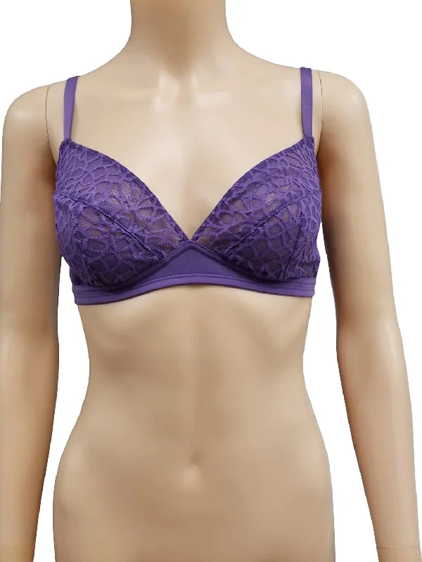 Women's Date Night Outfit Lace Underwire Bra In Purple