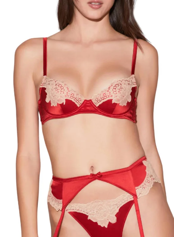 Stylish Women's Apparel Demi Lace Bra In Red