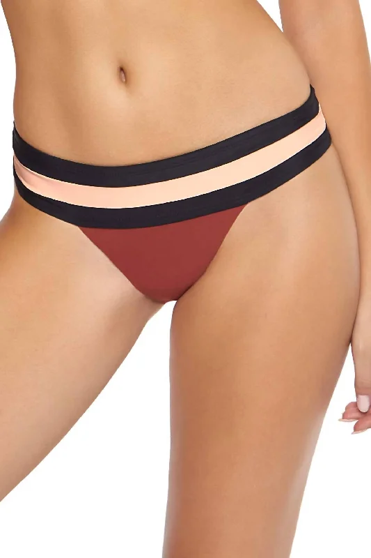 Women's Resort Apparel Papaya Banded Colorblock Low Rise Full Cut Bikini Bottoms In Multicolor