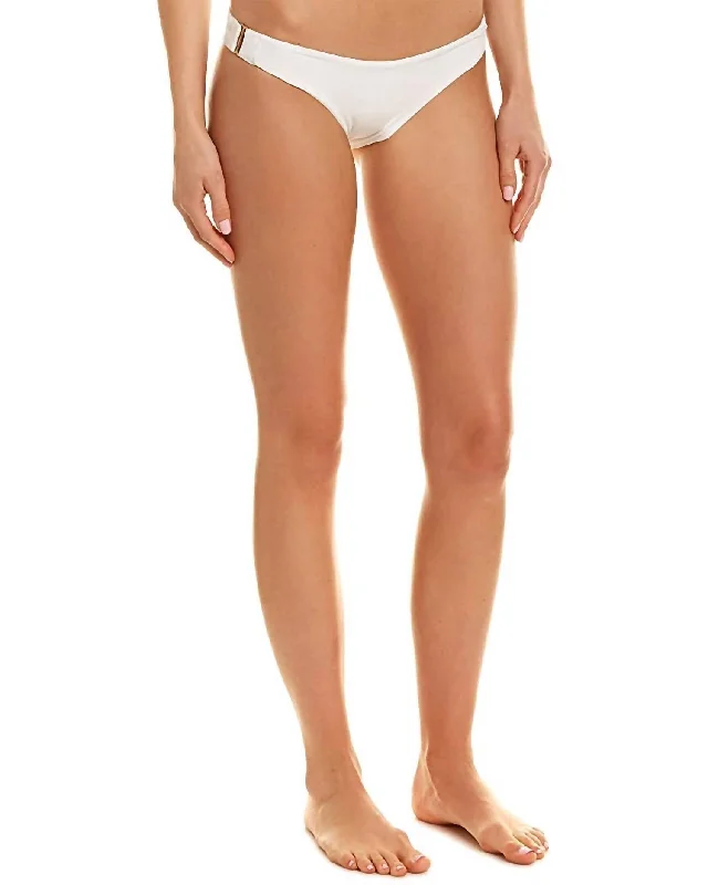 Affordable Women's Clothing Ring Side Hipster Brazilian Bikini Bottom Swimsuit In White