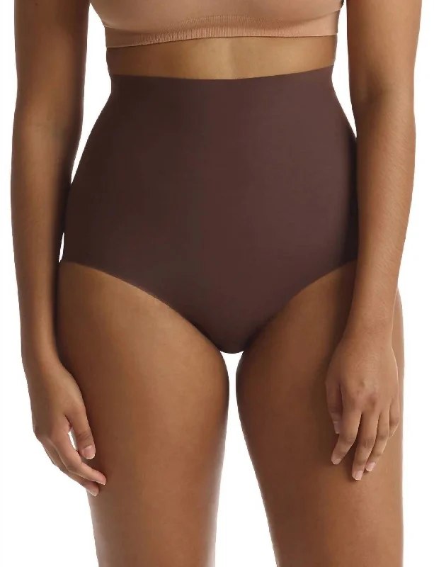 Plus-Size Women's Clothing High-Waist Control Brief In Mocha