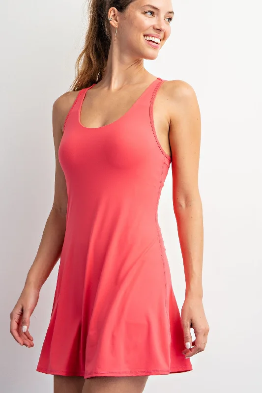 Women's Comfortable Lounge Attire Pink Tennis Racerback Romper Dress