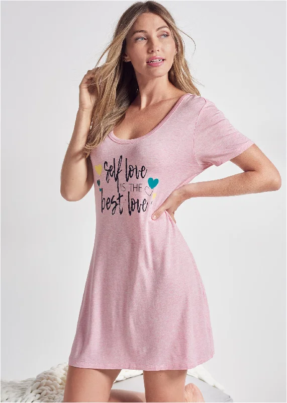 Sustainable Women's Clothing Sleep Shirt - Heathered Pink