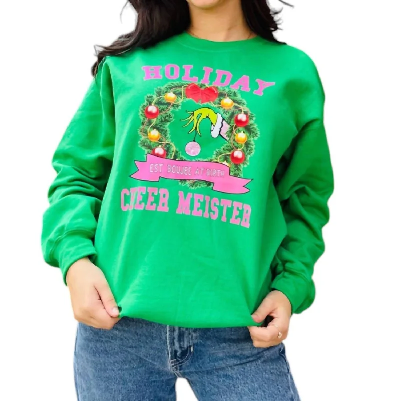 Women's Transitional Clothes Holiday Ornament Sweatshirt In Kelly Green