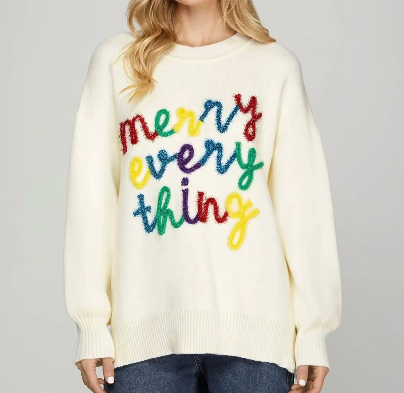 Plus-Size Women's Garments Merry Everything Sweater In White