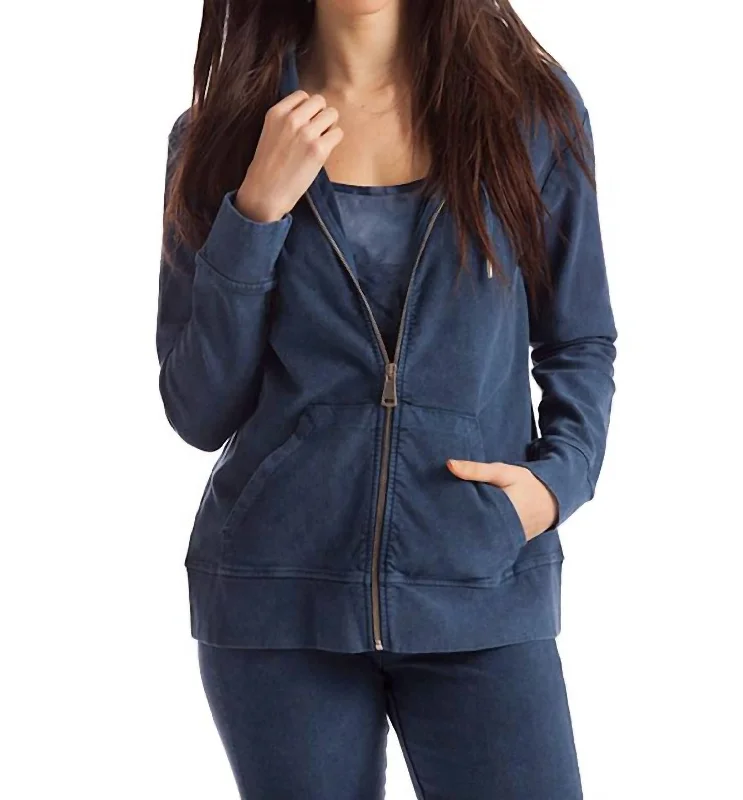 Vintage-Inspired Women's Apparel Lauren Hooded Cardigan In Denim