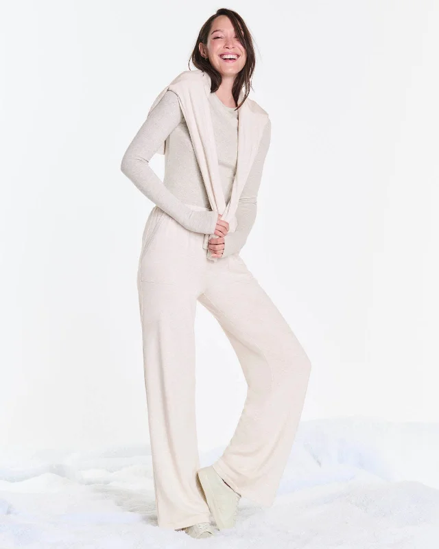 Women's Evening Wear Outfit Soft Fleece Plush Wide Leg Pant