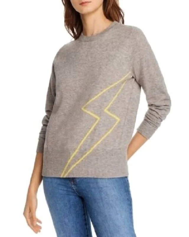 Women's Wardrobe Apparel X Madeleine Thompson Lightning Bolt Heather Crewneck Sweater In Gray