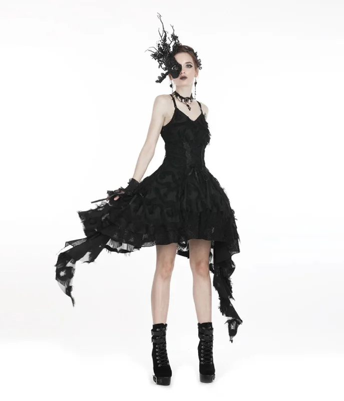 Women's Clothing For Outdoor Events Western Fashion Black Lace Ruffle Dress