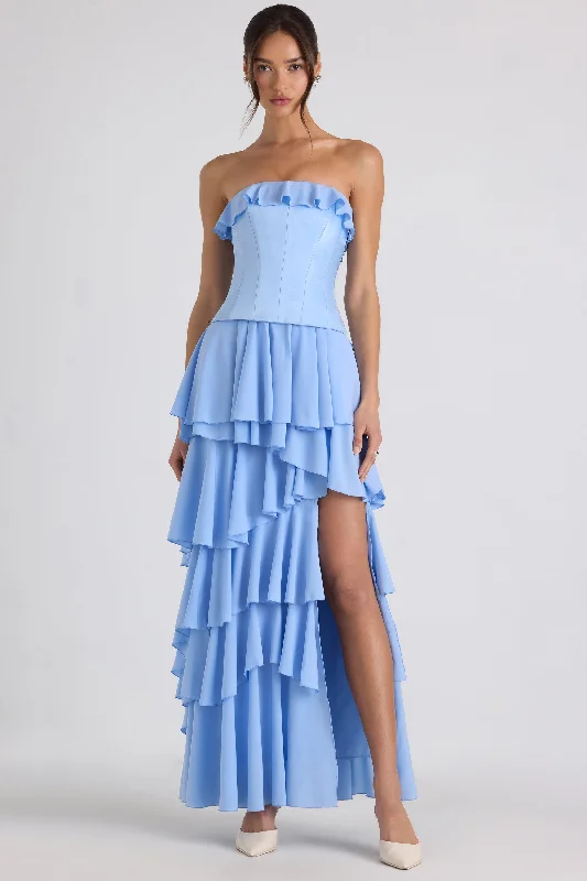 Women's Clothing For Outdoor Events Tiered Corset Gown in Sky Blue