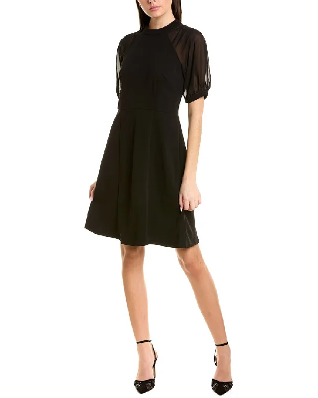 Women's Night-Out Clothes London Times Mock Neck A-Line Dress