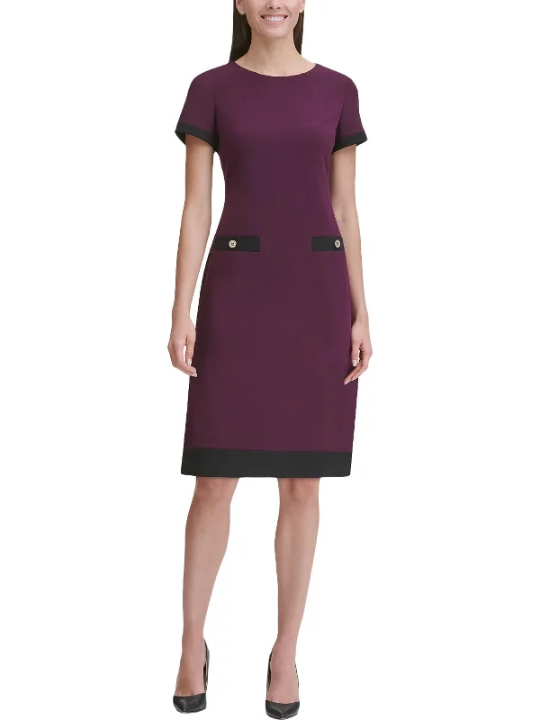 Women's Plus-Size Clothes Womens Contrast Trim Mini Wear to Work Dress