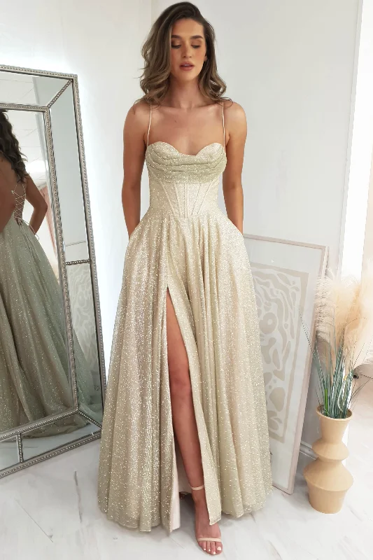 Women's Stylish Outerwear Aurora Corset Glitter Gown | Gold