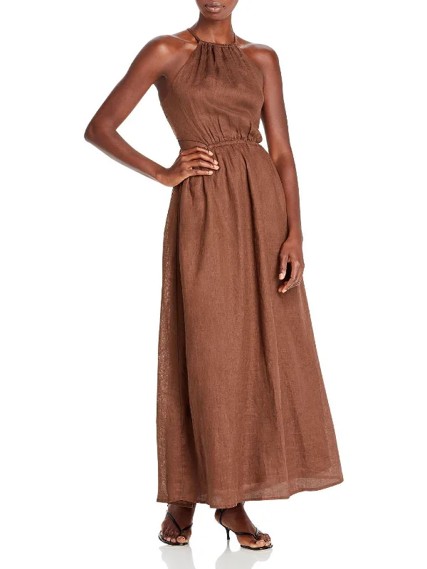 Online Clothing Stores Womens Linen Maxi Halter Dress