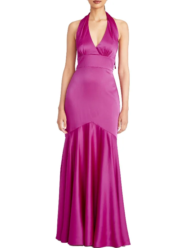 Women's Tailored Outfit Womens Open Back Long Halter Dress