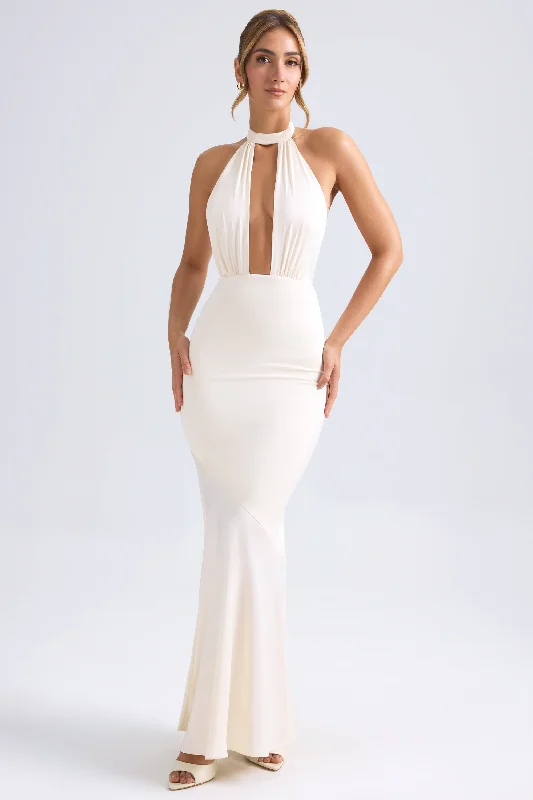 Women's Fashionable Clothing Sets Halterneck Fishtail Gown in Ivory