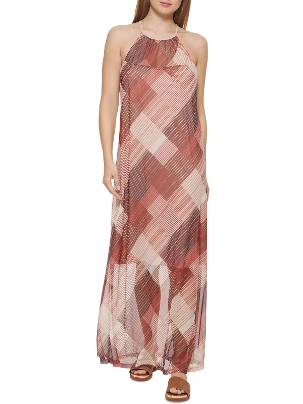 Women's Activewear Outfit Womens Mesh Maxi Halter Dress