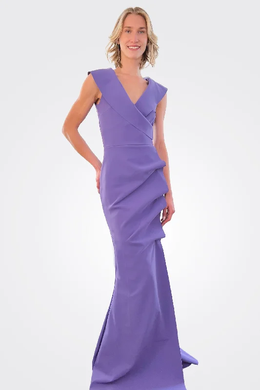 Sustainable Women's Clothes Norc Portrait Collar Mermaid Gown - Dark Lavender