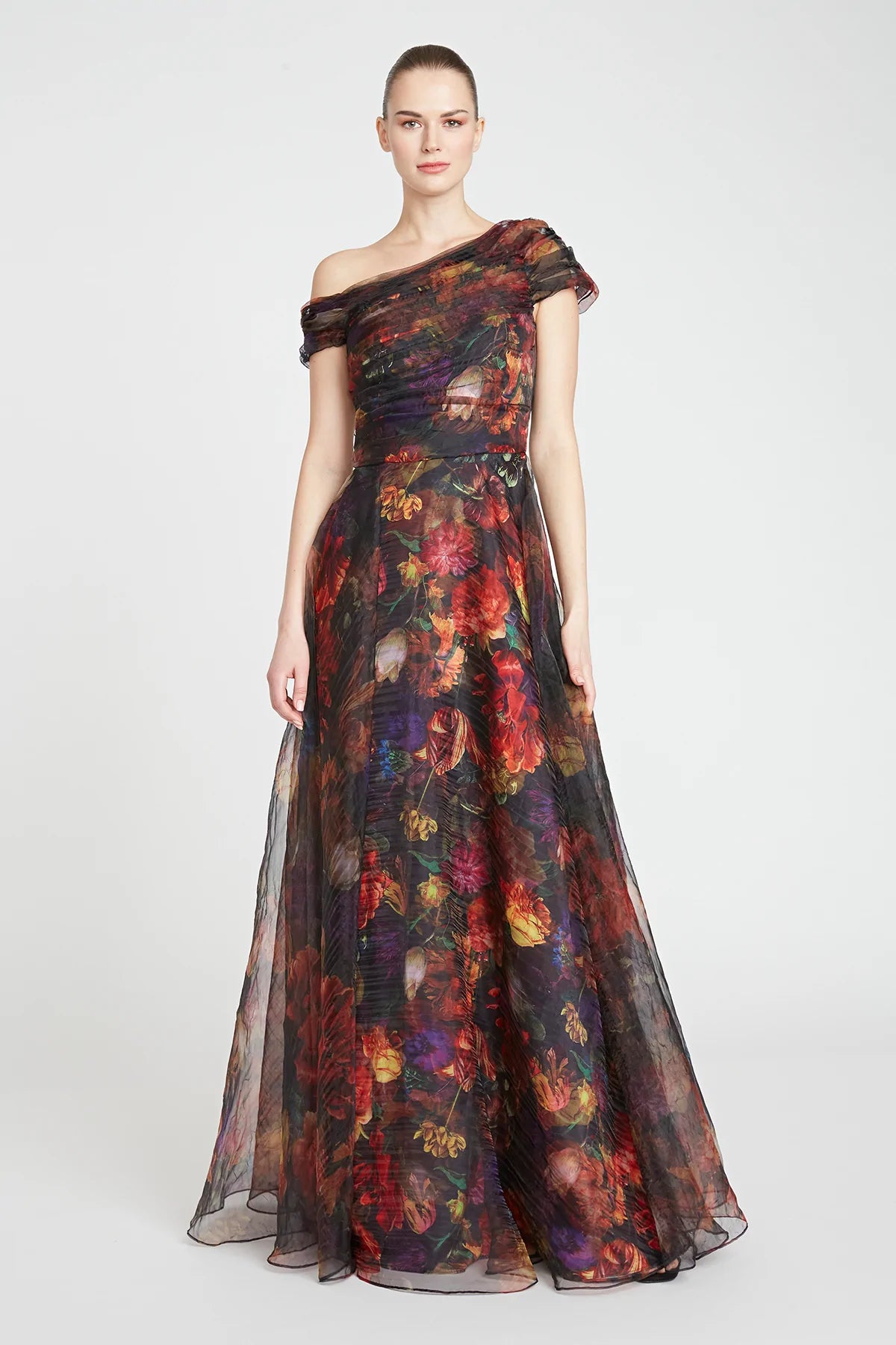Feminine Dresses for Women in Bold Prints Jada Wrap Draped A Line Gown - Danish Botanic