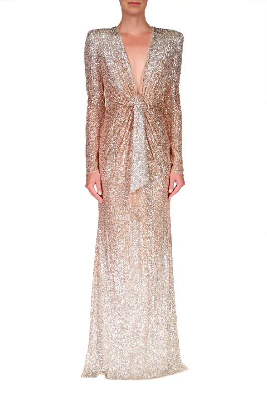 Women's Fashion Clothing Floor-Length Sequin Gown - Blush
