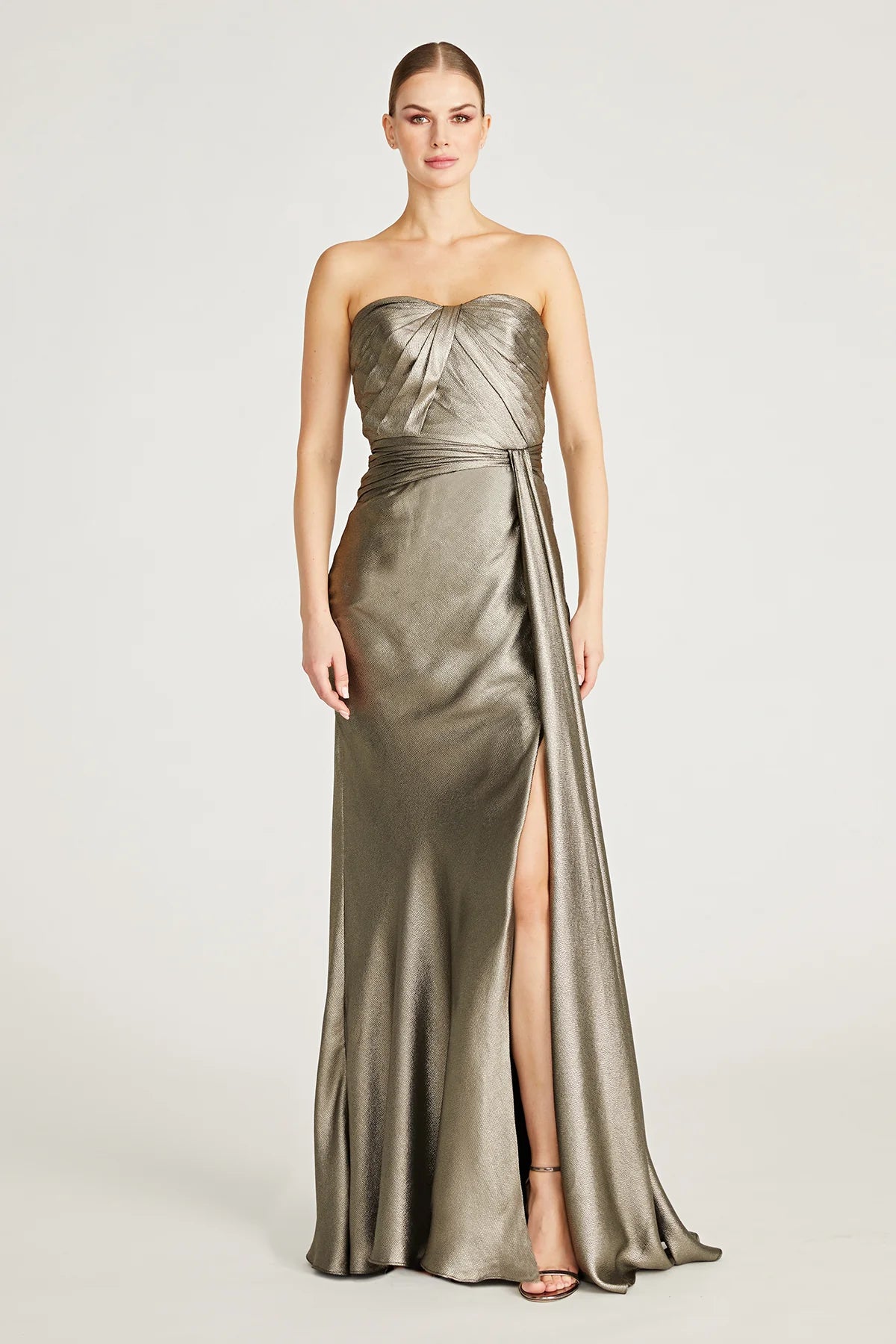 Women's Fashion Clothing Farren Strapless Draped Gown - Pewter