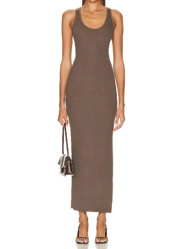 Women's Vintage Garments Fitted Scoop Maxi Tank Dress In Mushroom