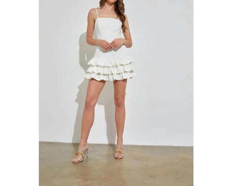 Women's Trendy Casual Outfit Ruffle Dress In Off White