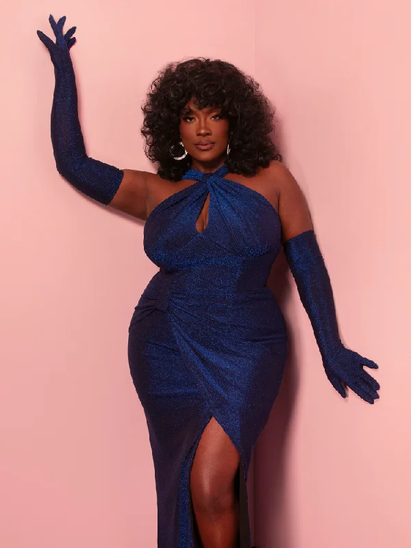 Sale On Clothing Golden Era Gown and Glove Set in Midnight Blue Sparkle - Vixen by Micheline Pitt